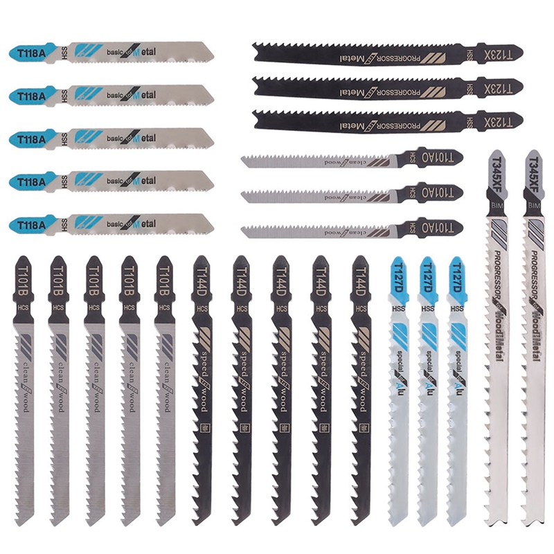5pcs HCS Assorted T-shank Jig Saw Blades Set Wood Plastic Metal Cutting 152mm