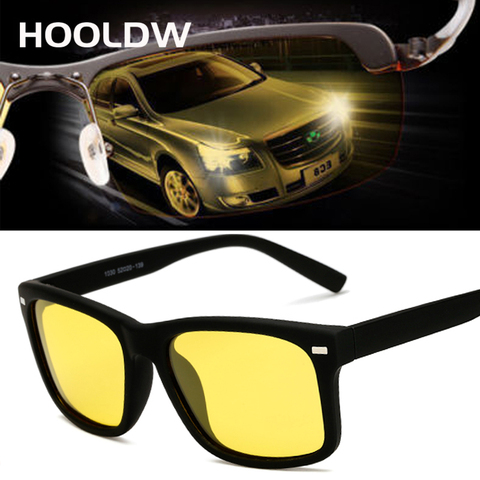 HOOLDW Men's Night Vision Sunglasses Square Polarized Sun glasses Yellow Lens Night Driving Anti-glare Goggles Glasses Eyewears ► Photo 1/6