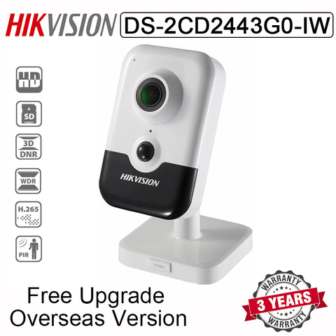 HIkvision DS-2CD2443G0-IW 4MP IR Fixed Cube Network Camera POE H.265+  SD Card Slot IR 10m Mini Wifi IP Camera For Home Security ► Photo 1/3