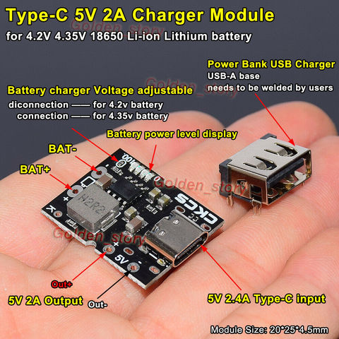 5V 2A Type-C USB 3.7V 18650 Lithium Li-ion Battery Charging Board DIY Power Bank ► Photo 1/4