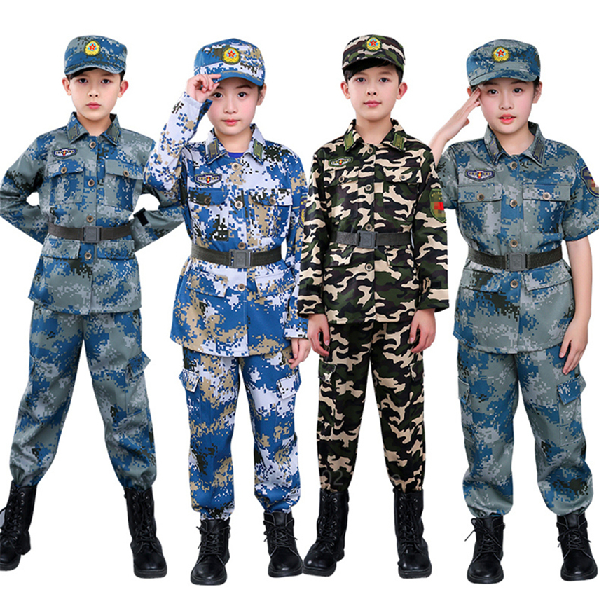 Boys Special Forces Soldier Uniform Halloween Kids Army Camouflage School Party 