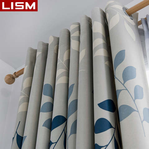 LISM Modern Printed Blackout Curtains For Living Room Bedroom Leaves Print Window Treatment Room Darkening Drapes kitchen Panel ► Photo 1/6