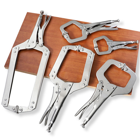 New 6/9/11/14 inch Multi-function Steel C Clamp Grip Locking Plier Woodworking Tools Clamps Clips Face Clamp with Swivel Pads ► Photo 1/6
