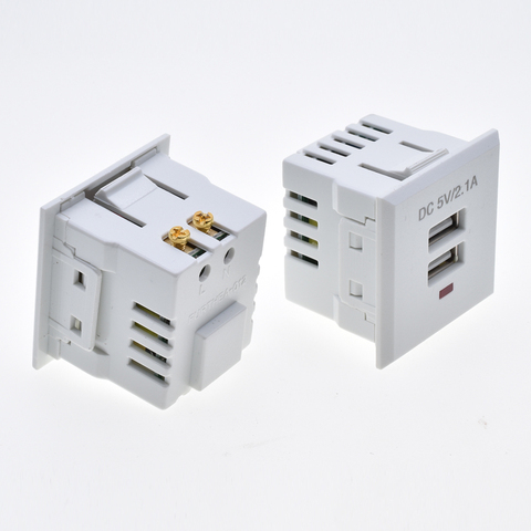Home Plug Wire Expansion Dual USB Wall Socket Charger AC/DC Power Adapter Socket Board Panel 220V to 5V White Safe Power Socket ► Photo 1/6