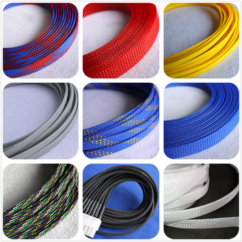 12 colors 4mm 6mm 8mm PET braided tube hose cable harness nylon mesh sheath extended three woven encrypted protection sleeve ► Photo 1/6