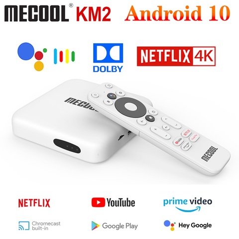 Global Mecool KM2 Netflix españa 4K TV Box Android 10 Google Certified 2GB8GB Dolby BT 2T2R Dual Wifi Prime Video Set Top Box ► Photo 1/6