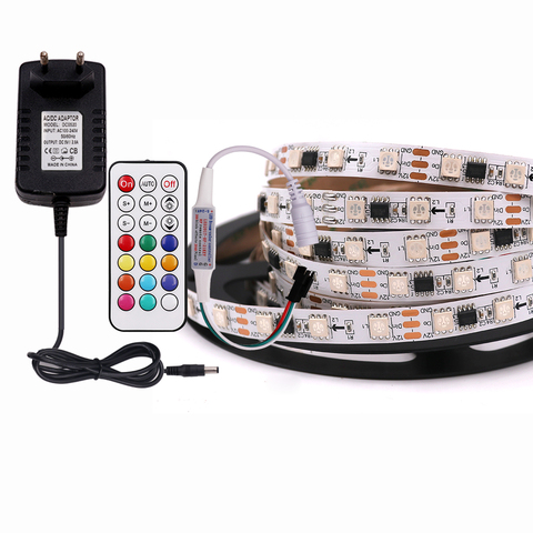 12V 5050 RGB LED Strip Light WS2811 30/60 LED Addressable Pixel Ribbon Flexible Digital Led Tape Remote Control EU Set 1m 2m 5m ► Photo 1/6