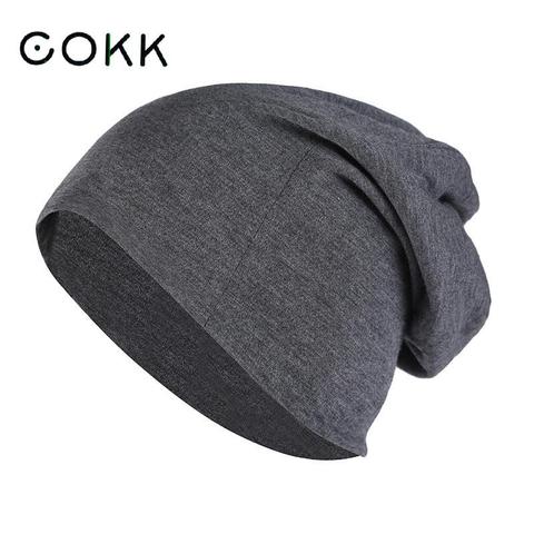 COKK Beanies For Men Women Unisex Summer Autumn Hats For Women Thin Beanie Hip Hop Cap Knitted Hat Female Male Bone Soft Black ► Photo 1/6