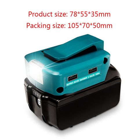 14.4V/18V Li-on Battery Dual USB Port with LED Light Spotlight Outdoor Flashlight for Makita Batteries ► Photo 1/6