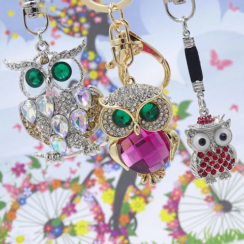 XDPQQ Jewelry Keychain Owl Keyring Stereo Crystal Jewelry Gift Wallet Car Pendant Men and women Joker Pendant Factory Direct ► Photo 1/6