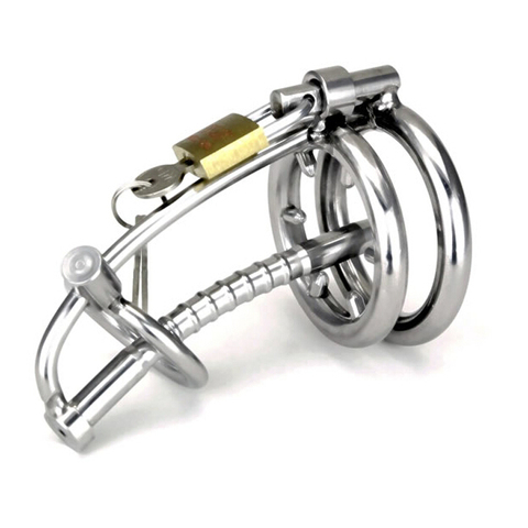 Latest Design Male Bondage Chastity Device Stainless Steel Cock Cage With Catheter BDSM Sex toys Chastity Belt ► Photo 1/4
