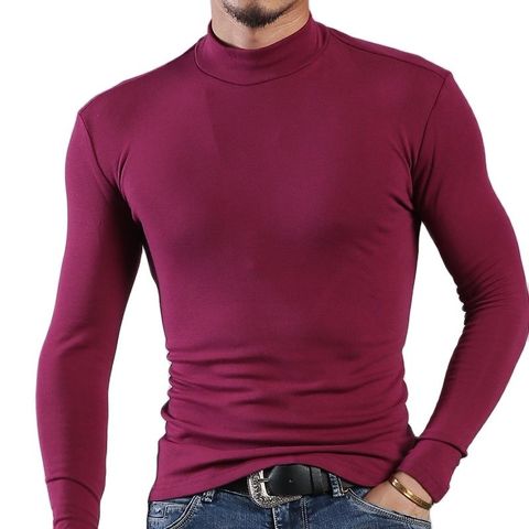 ARCSINX Cotton T-shirts Men Large Size 3XL 4XL 5XL Autumn Winter Turtleneck T-Shirt Men Slim Fit Fashion Men Clothing Plus Size ► Photo 1/1