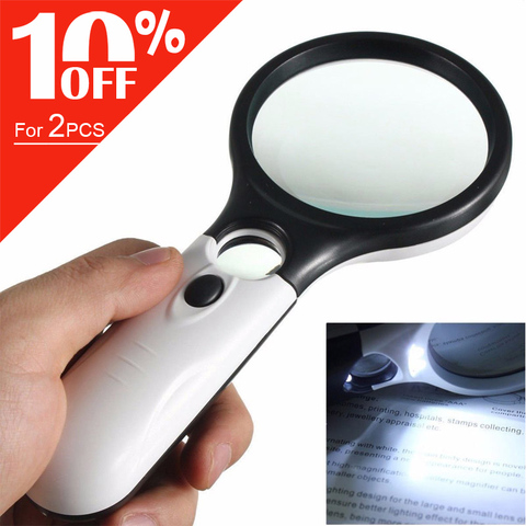 Handheld 3X 45X Illuminated Magnifier Microscope Magnifying Glass Aid Reading for Seniors loupe Jewelry Repair Tool With 3 LED ► Photo 1/6