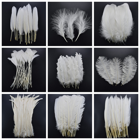20pcs White Rooster Goose Pheasant Feathers for Crafts jewelry making Peacock Ostrich Feathers Wedding Decoration Plume plumas ► Photo 1/6