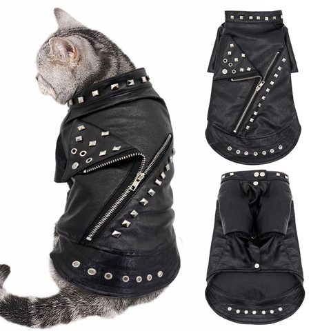 Leather Cat Jacket Warm Dogs Cat Clothes Coat Autumn Winter Pet Clothing Puppy Kitten Outfits Costumes for Chihuahua Yorkshire ► Photo 1/6