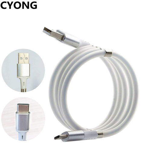 CYONG Magnetic Rope Automatically Retractable Cable 3A Fast Charging  Type C  Magnet Charger Data  Micro USB ► Photo 1/6