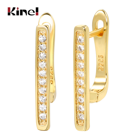 Kinel Hot Fashion Korean 14K Gold Natural Zircon Stud Earrings Exquisite Bride wedding Earrings Fine Jewelry Wholesale ► Photo 1/6