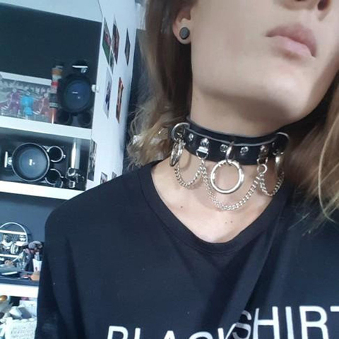 Sexy Leather Choker Gothic Necklace Harajuku Bondage Punk Collar Women's  Jewelry