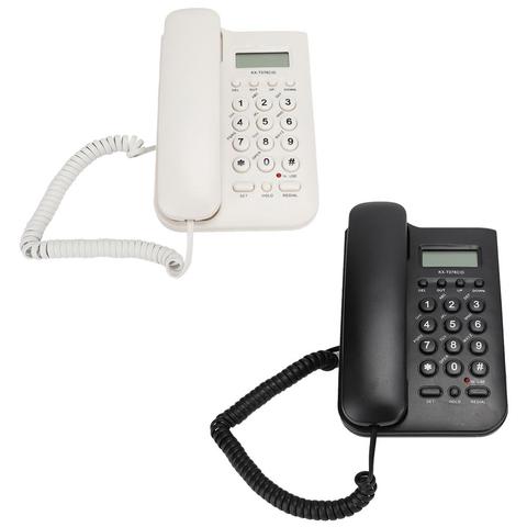 Wired Corded Telephone,Desktop Landline Telephone FSK//DTMF Home Phone for Home//Hotel//Office White