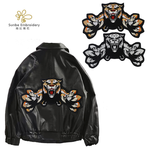 Tiger Embroidery Patches Rock Jacket Back Patches Applique Iron on Sticker Badges ► Photo 1/6