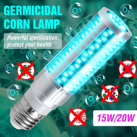 UVC LED Bulb E27 UV LED Lamp 15W 20W Desinfection Light LED Corn Bulb 220V Ultraviolet Light Bactericidal Sterilization Lamp ► Photo 1/6