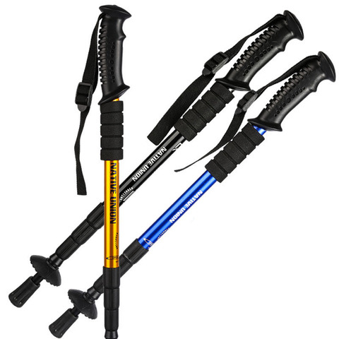 Cheap 4-Section Telescopic Walking Hiking Stick Trekking Pole outdoor survival tools self defense weapon hiking Accessories#g4 ► Photo 1/6