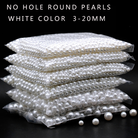 3-20mm No Hole white round plastic Acrylic ABS Imitation pearl beads charm loose beads Counter display bead craft Jewelry Making ► Photo 1/2