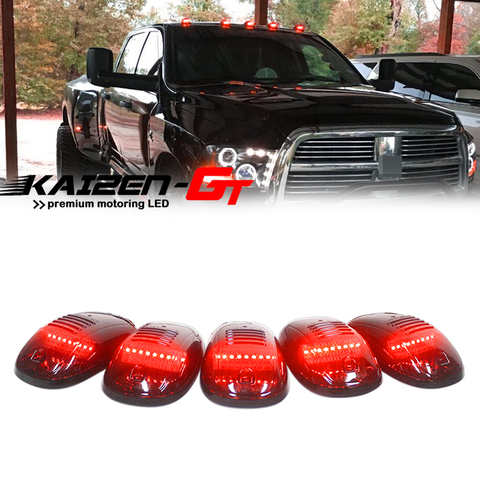 5pcs Smoked Lens Car Cab Roof Top Marker Running Lights w/Red Strip LED Lights For Most Trucks SUV 4x4 Car External Lights 12V ► Photo 1/6