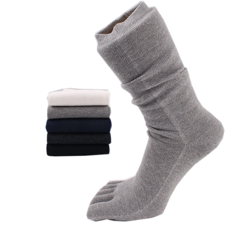 Japaness Style Men Long Five Fingers Stockings Cotton Thick Warm Knee High Toe Socks Casual Business Work Socks Slipper Hosiery ► Photo 1/6