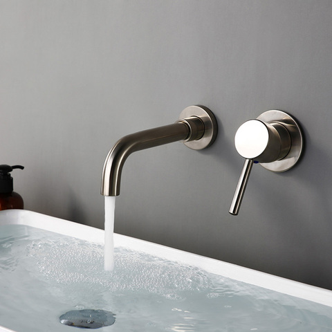 Wall Mounted Stainless Steel Bathroom Water Mixer Tap