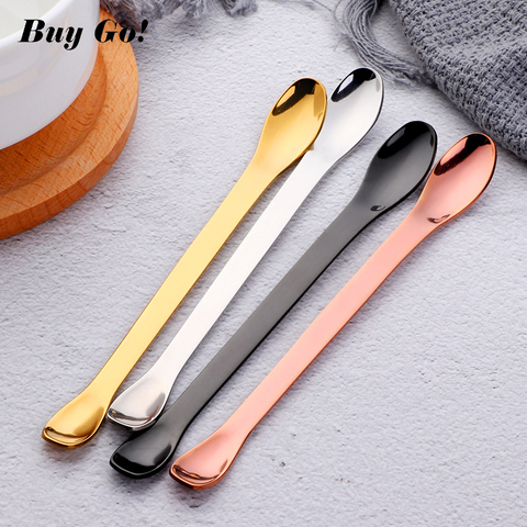 1pcs 304 Stainless Steel Multifunction Spoon 8 Colors Coffee Stirring Spoon Beautiful Double Head Medicine Spoon Tableware ► Photo 1/6