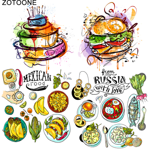 ZOTOONE Printed Food Heat Transfers Iron on Patches for Clothing A-level Washable DIY Hamburger Cake Clothes Stickers Applique A ► Photo 1/6
