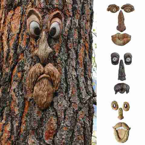 Funny old man tree hug garden voyeur yard art outdoor tree funny old man face sculpture whimsical tree face garden decoration ► Photo 1/6