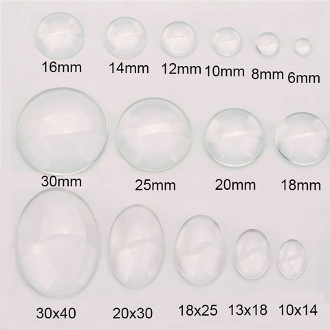 1pack Oval Round Flat Back Glass Cabochon Cameo 6mm 8mm 10mm 12mm 14mm 16mm 18mm 20mm 25mm 30mm For Diy Jewelry Making Findings ► Photo 1/6