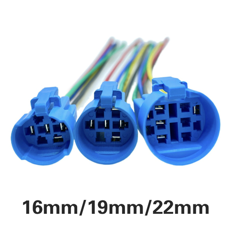 Switch Socket Button Connector 16mm 19mm 22mm Cable Socket For Metal Push Button Switch ► Photo 1/5