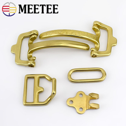 1Set=4pcs Meetee Solid Brass Cavalry Belt Buckle for Men DIY Waistband Jeans Leather Craft for 38mm Belt Rivet Screws Accessory ► Photo 1/6