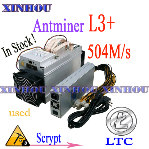 Used Asic miner ANTMINER L3+ LTC 504M 800W scrypt Mining LTC Wall power consumption Better Than antminer s9 T9 DR3 whatsminer m3 ► Photo 1/3