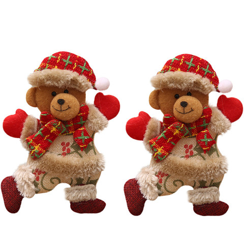 2Pcs Bear Christmas Ornaments Xmas Furnishing Decoration Elk Snowman Tree Toy Doll Handmade Christmas Decor for Home Gift natal ► Photo 1/6