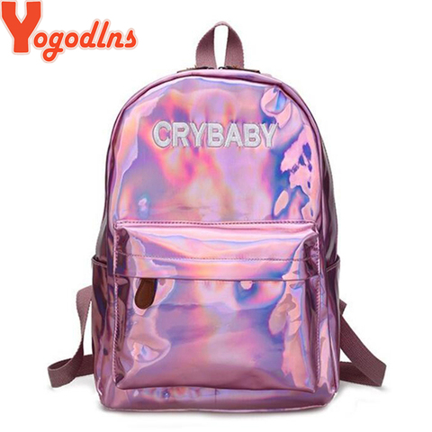 Mini Travel Bags Silver Laser Backpack Women Girls Shoulder Bag PU Leather  Holographic Backpack School Bags for Teenage Girls