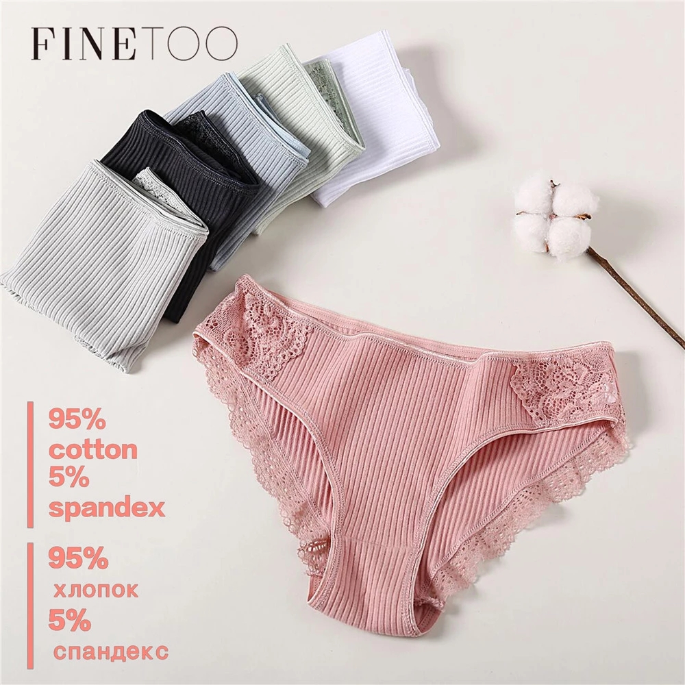 FINETOO Cotton Panty 3Pcs/lot Solid Women's Panties Comfort