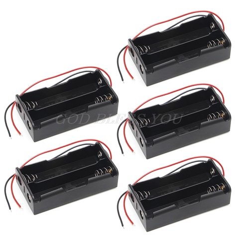 5Pcs 2x18650 Rechargeable Battery 3.7V Clip Holder Box Case With Wire Lead Drop Shipping ► Photo 1/6