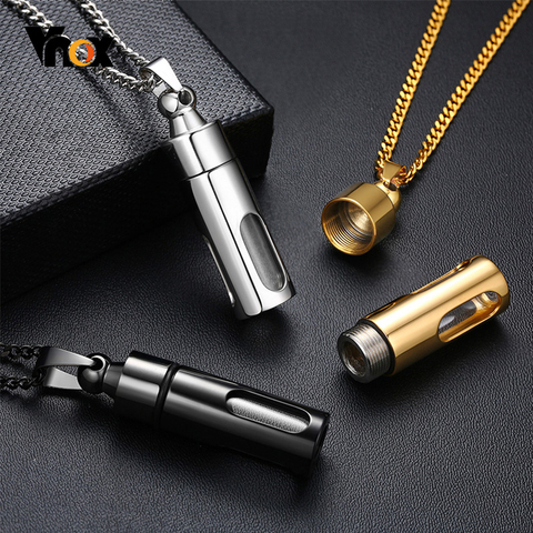 Vnox Hollow Tube Pendant for Men Women Stainless Steel Cremation Keepsake Urn Necklaces Memorial Jewelry ► Photo 1/6