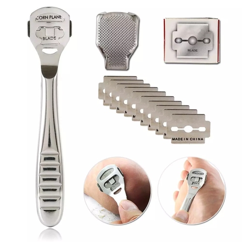 New Stainless Steel Foot Skin Shaver Corn Cuticle Cutter Remover Rasp Pedicure File Foot Callus 10 Blades Foot Care Tool ► Photo 1/6