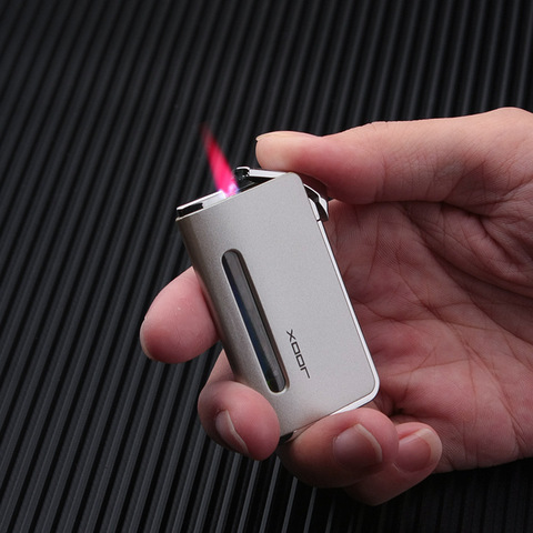 Ultra-Thin Metal Torch Lighter Jet Turbo Windproof Visible Gas Butane Cigar Cigarettes Portable Lighters Smoking Accessories ► Photo 1/5