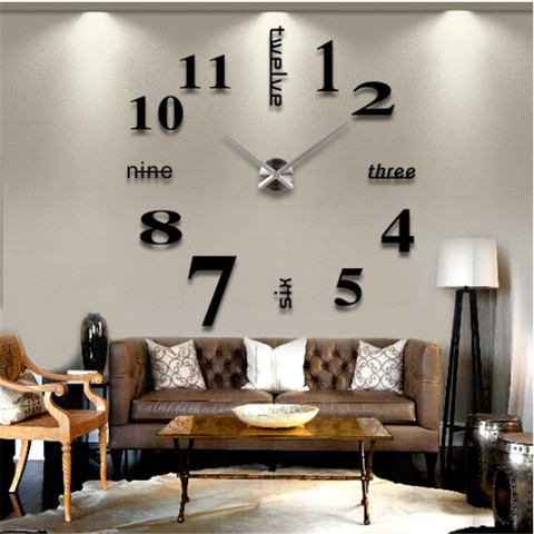 3D Wall Clock Mirror Wall Stickers DIY Watches Large Acrylic Quartz Wall Clocks Removable 4 Color Art Decal Sticker Home Decor ► Photo 1/6