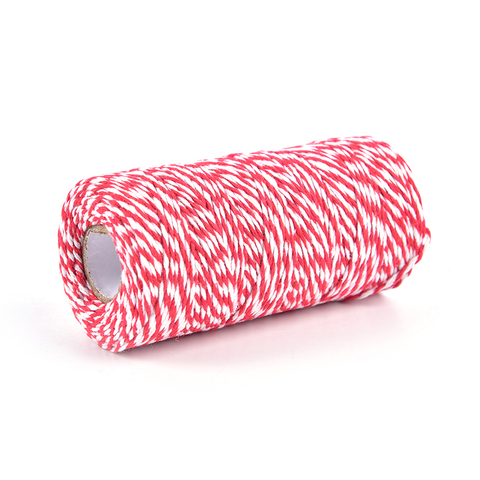 100m/Roll (Red+White) Cotton Bakers Twine String Cord Cotton Rope Cotton Cord Bottle Gift Box Decor Craft ► Photo 1/5