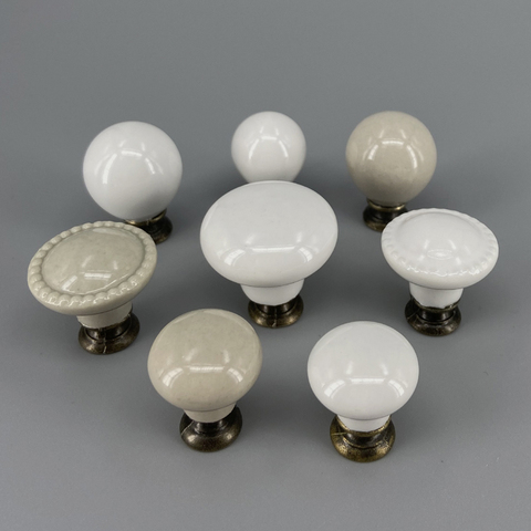 1x White /Grey Ceramic Kitchen Cabinet Knobs Kids Wardrobe Handles Furniture Bedroom Dresser Drawers Pulls Simple ► Photo 1/4