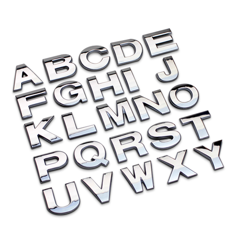 3D Metal Alphabet Number Silver Badge Letters Logo Car Sticker Emblem Automobiles Accessories Stickers DIY Exterior Decoration ► Photo 1/6