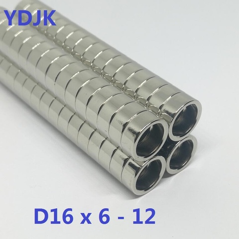 10 20 50pcs/lot Ring NdFeB Magnet 16*6 Hole 12 N35 Strong mm Rare earth permanent magnet 16x6 Neodymium magnet 16x6-12 ► Photo 1/4