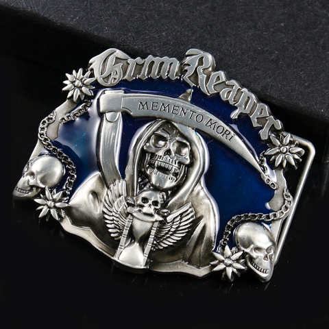 Western Grim Reaper Memento Mori Belt Buckle Men Cool Metal Skull Belt Buckles Fivela Cowboy Cowgirl Jeans Belts Accessories ► Photo 1/5